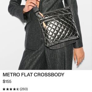 MZ Wallace Metro Flat Crossbody Metallic Limited Edition Ruby Red-perfect cond.